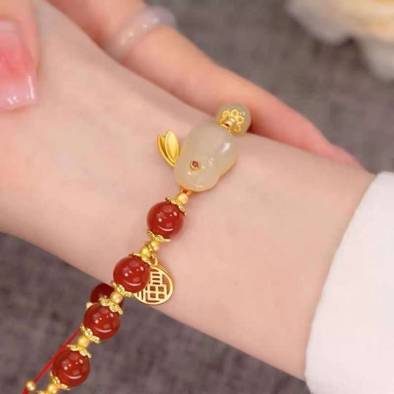 Red Pearl Nafu Jade Rabbit Bracelet – Clasyy Charm Jewelry