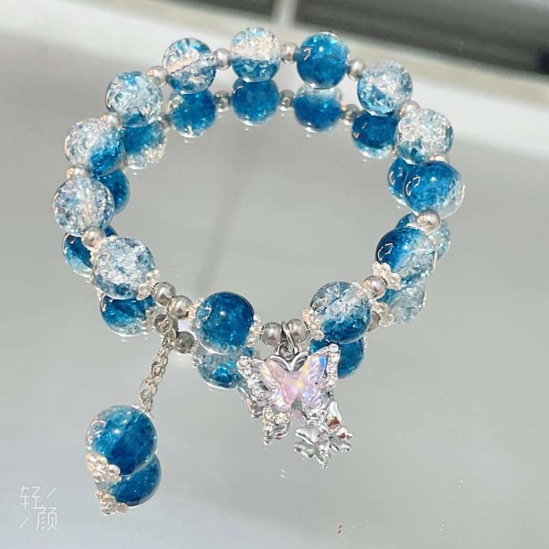 Blue & Aqua Butterfly Glass Bracelet for Girls - Clasyy Elegant Glass Jewelry