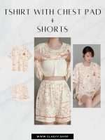 Women Summer Printed Short-sleeved T-shirt With Chest Pad + Shorts Combo