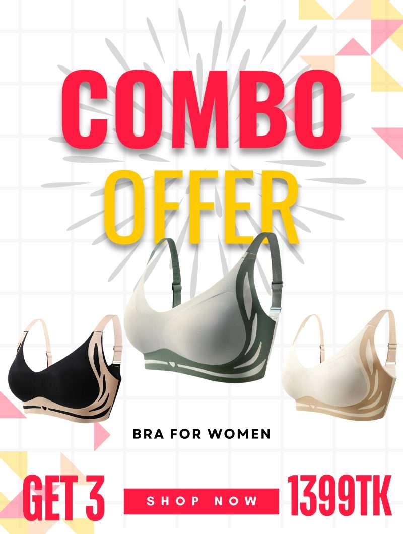 Combo: 3 Push Up Bra Traceless Upper Support, Adjustable & Comfortable Anti-Sagging