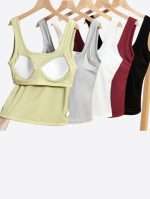 Girls Crop Tank Top with Chest Pad