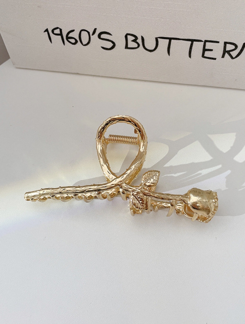 Glazed Rose Hair Clip | Goldend & Silver