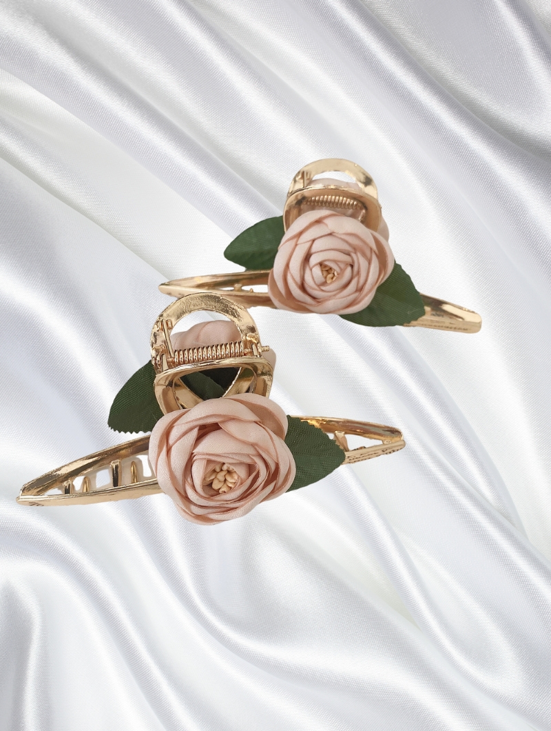 Metal Hair Clip Rose Petals Grab Clip